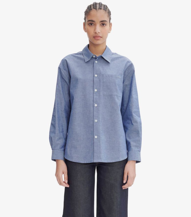 A.P.C. Chemise Boyfriend Brodée Indigo