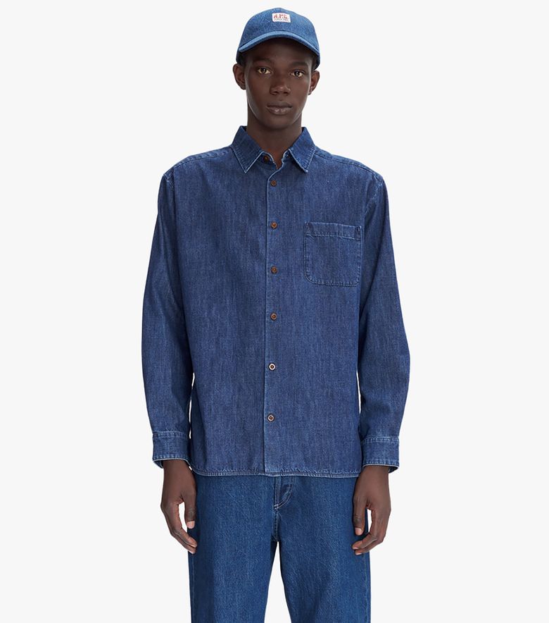 A.P.C. Chemise Malo Logo Indigo délavé