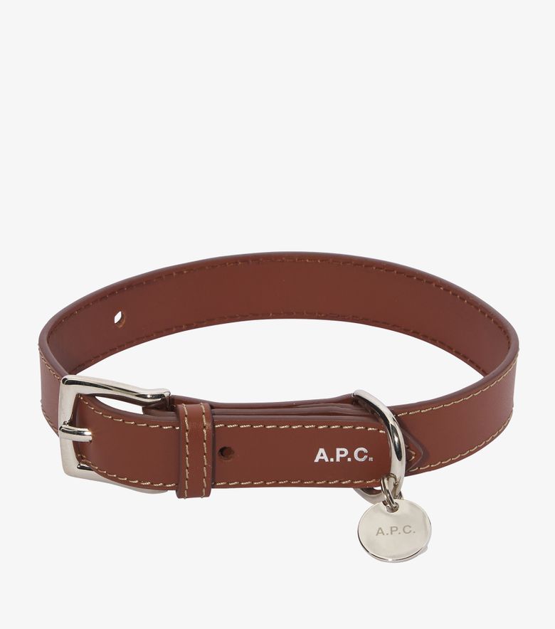 A.P.C. Collier Cuir Toutou Noisette