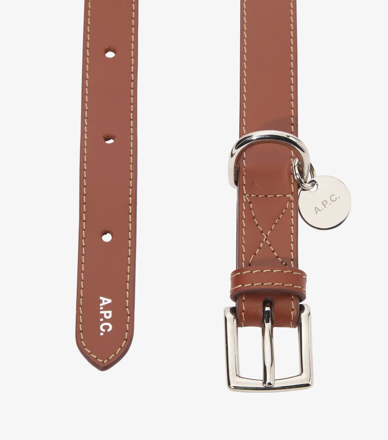 A.P.C. Collier Cuir Toutou Noisette