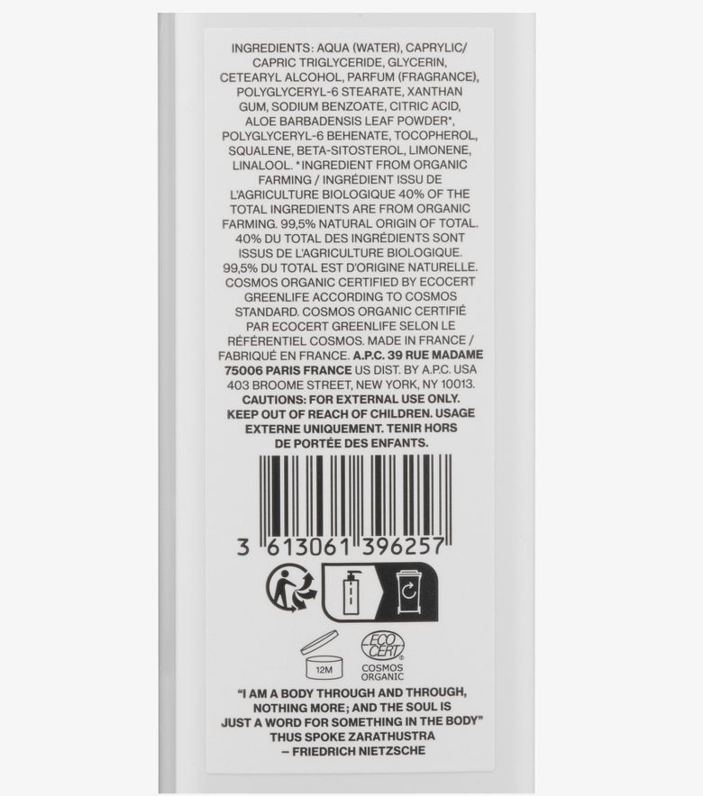 A.P.C. Lotion Pour Le Corps - Cosmos Organic Blanc