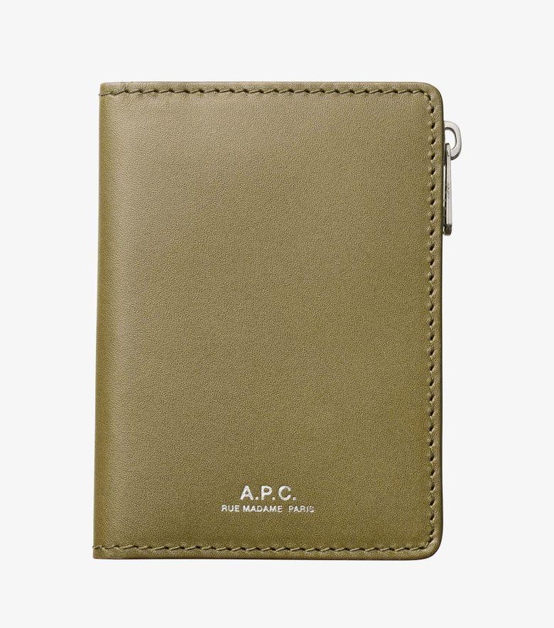 A.P.C. Porte-Cartes Stefan Zip Vert argile