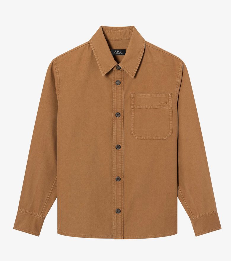 A.P.C. Surchemise Basile Brodée Poitrine Camel