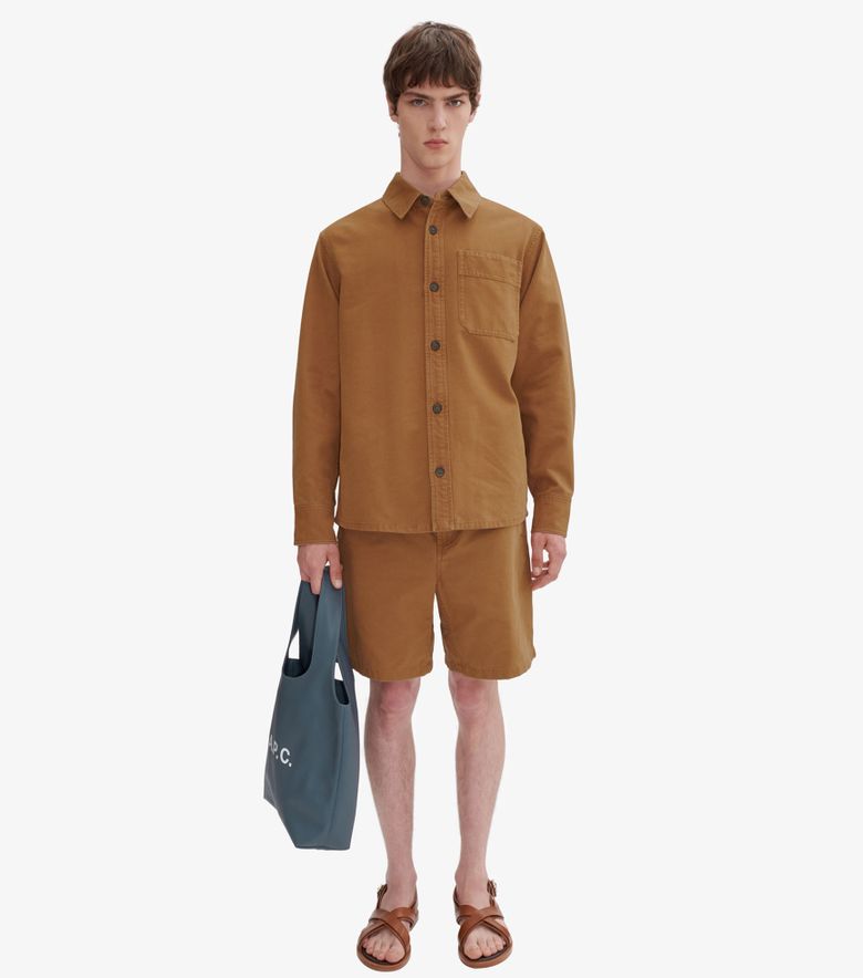 A.P.C. Surchemise Basile Brodée Poitrine Camel