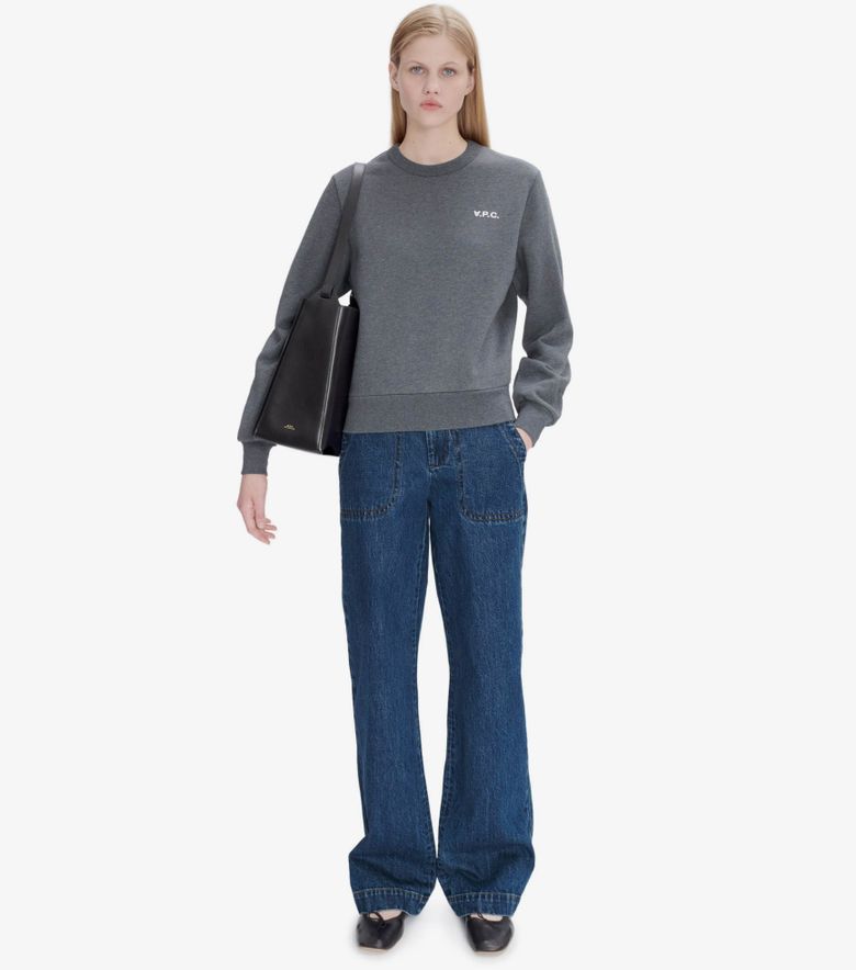 A.P.C. Sweat Boxy Petit VPC Anthracite chiné/blanc