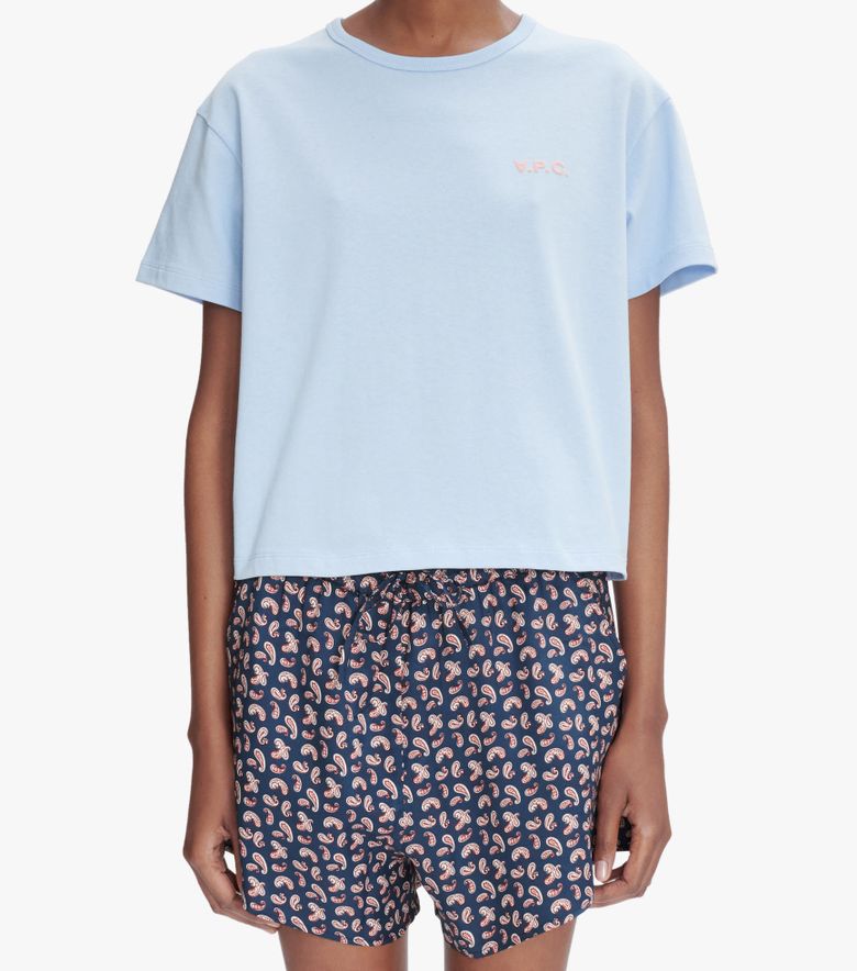 A.P.C. T-Shirt Boxy Petit VPC Bleu Ciel/rose