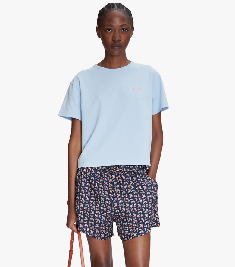 A.P.C. T-Shirt Boxy Petit VPC Bleu ciel/rose