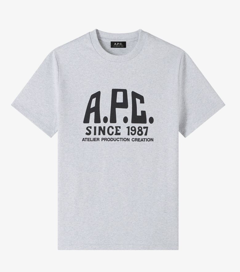 A.P.C. T-Shirt Print Label Gris Bleu Acier
