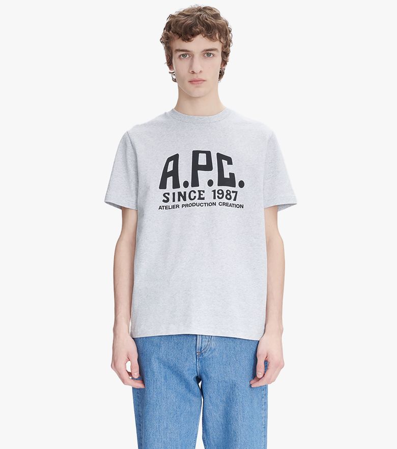 A.P.C. T-Shirt Print Label Gris bleu acier