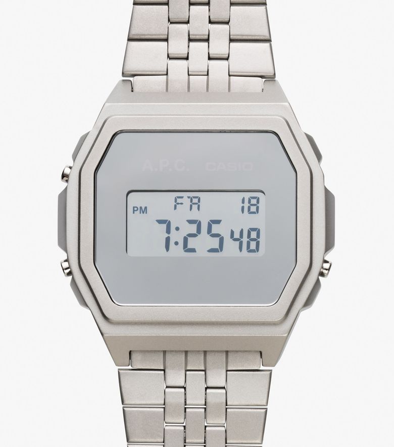 COLLABORATIONS A.P.C. Casio Montre Argent Argent
