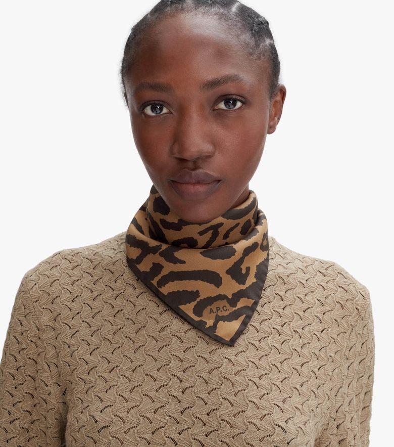 COLLABORATIONS Foulard Léopard Marron