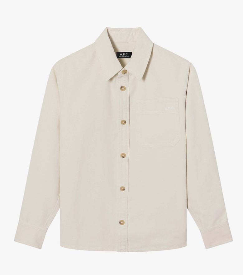 A.P.C. Surchemise Basile Brodée Poitrine Blanc Cassé