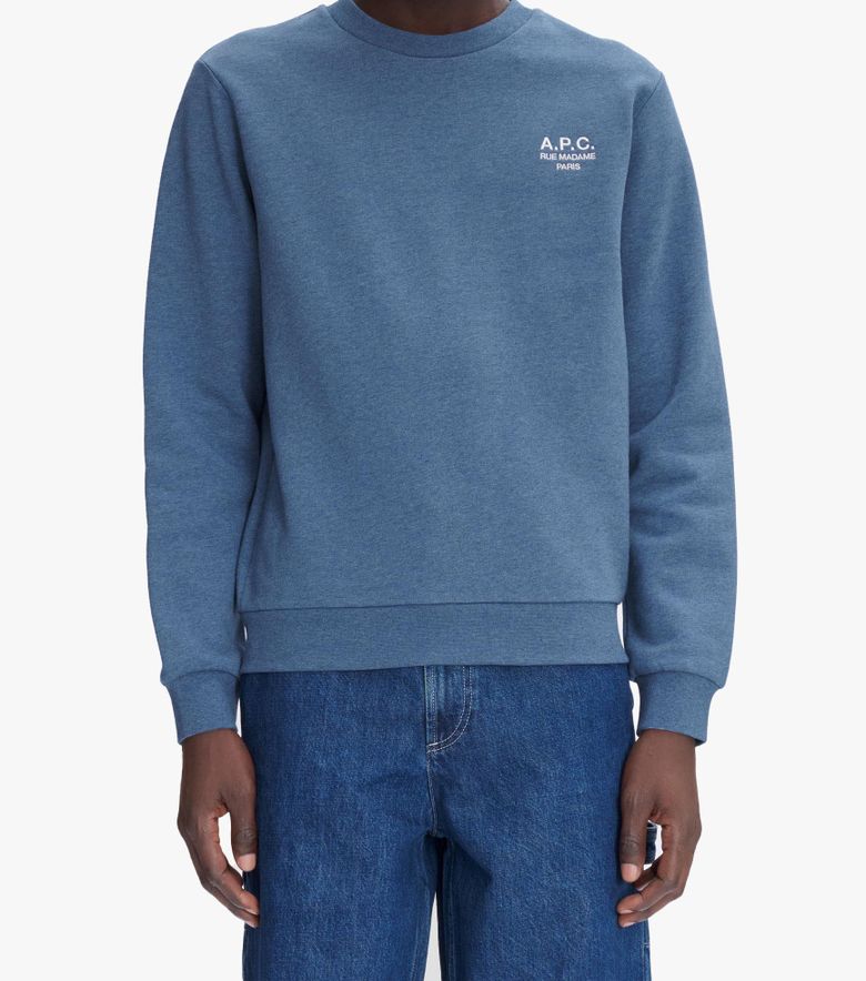 A.P.C. Sweat Standard Rue Madame Unisexe Bleu Acier Chiné / Off White