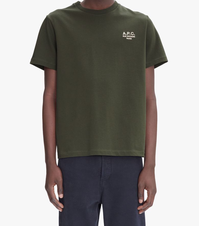 A.P.C. T-Shirt Standard Rue Madame Kaki Militaire/écru