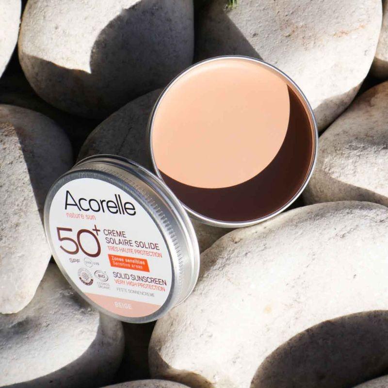 Acorelle Crème Solaire Solide Beige SPF50+ BIO Certifiée