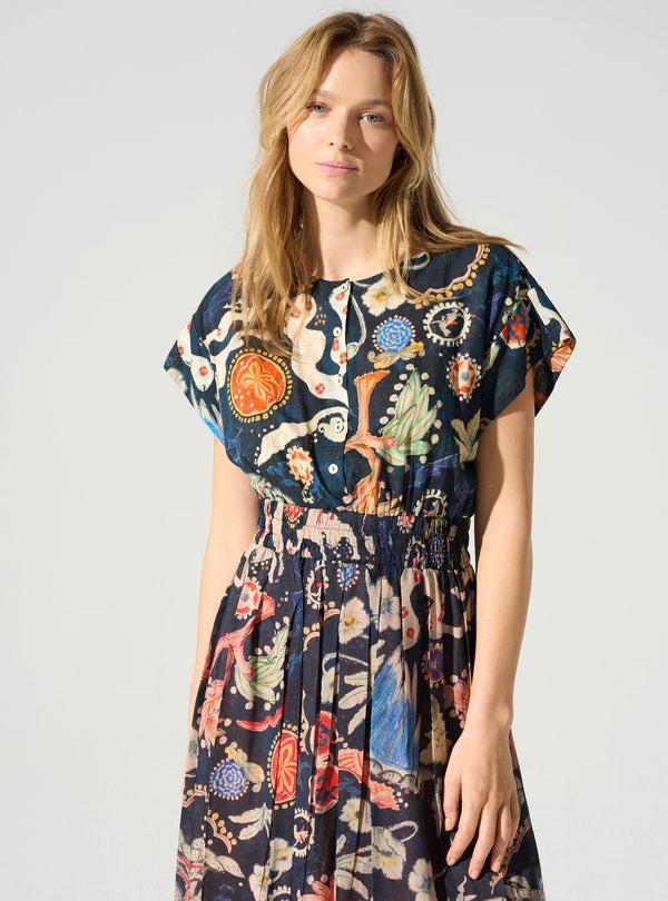 Acoté Robe Longue Smockée à La Taille