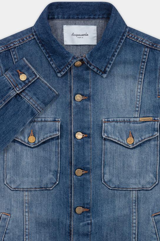 Acquaverde Blouson Abbey En Jean - Hand Brushed