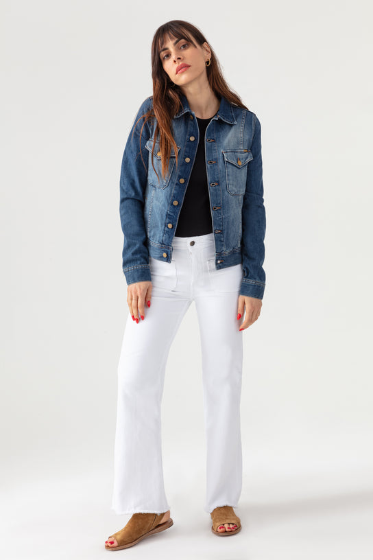 Acquaverde Blouson Abbey En Jean - Hand Brushed
