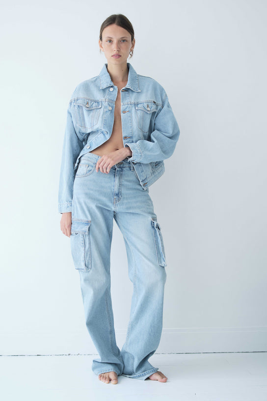 Acquaverde Blouson Terence En Jean - Used Bleached