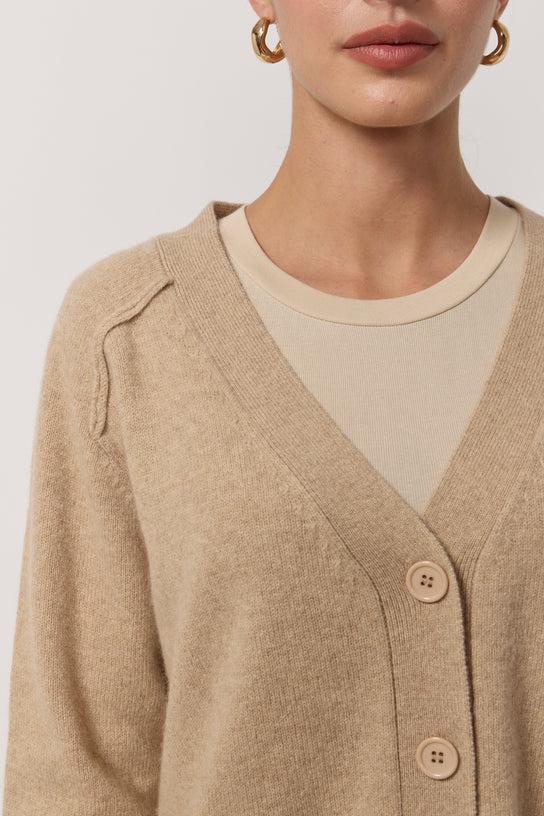 Acquaverde Cardigan Oversize Col En V - Beige