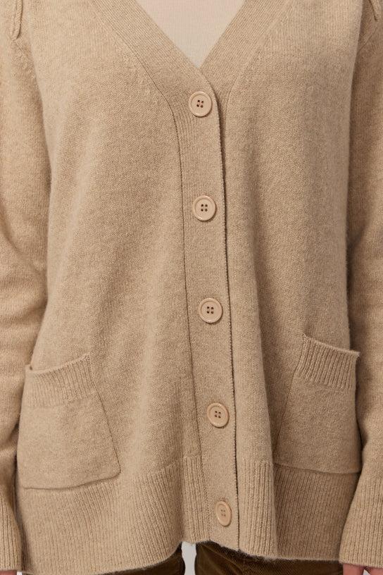 Acquaverde Cardigan Oversize Col En V - Beige