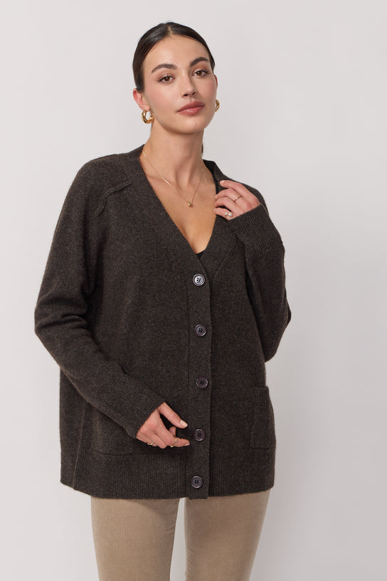 Acquaverde Cardigan Oversize Col En V - Brown