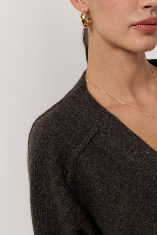 Acquaverde Cardigan Oversize Col En V - Brown