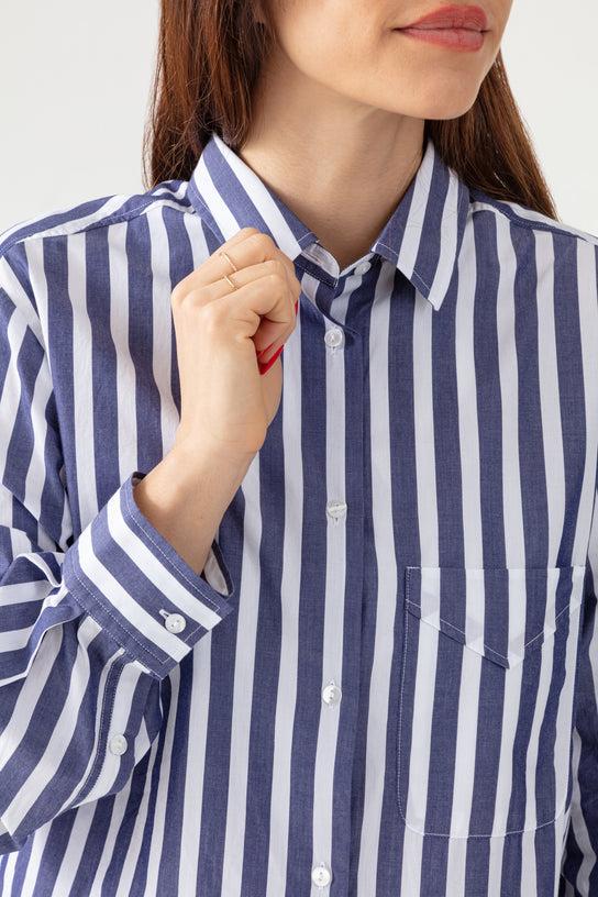 Acquaverde Chemise Boy Shirt - Navy/ Off White