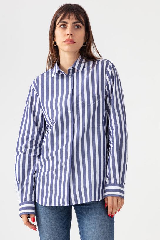 Acquaverde Chemise Boy Shirt - Navy/ Off White