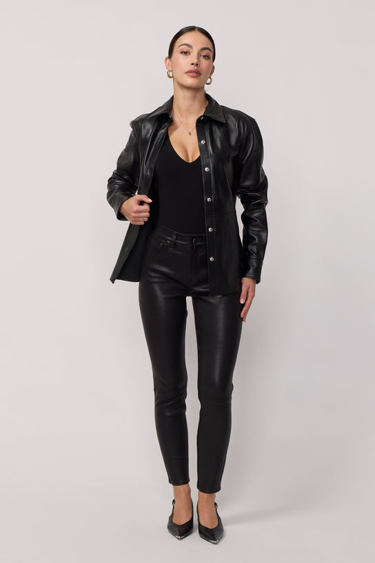 Acquaverde Chemise Feather En Cuir Véritable - Black