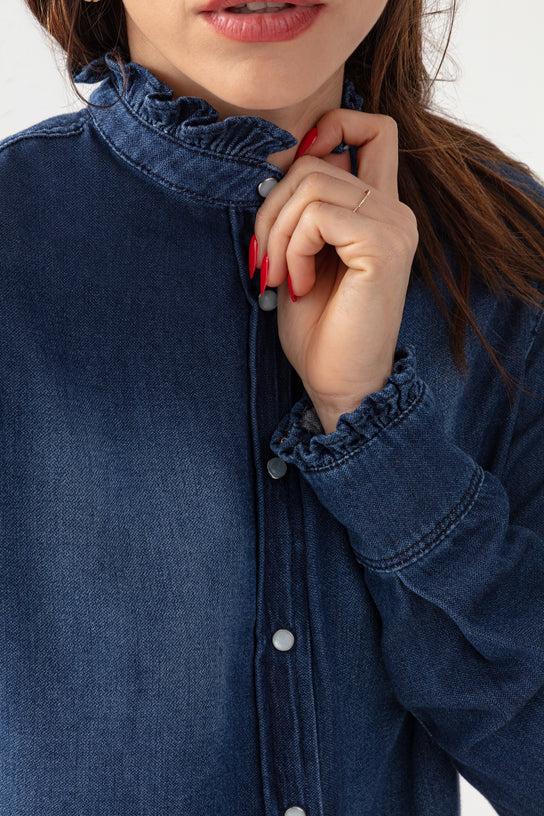 Acquaverde Chemise Gaby En Jean - Hand Brushed