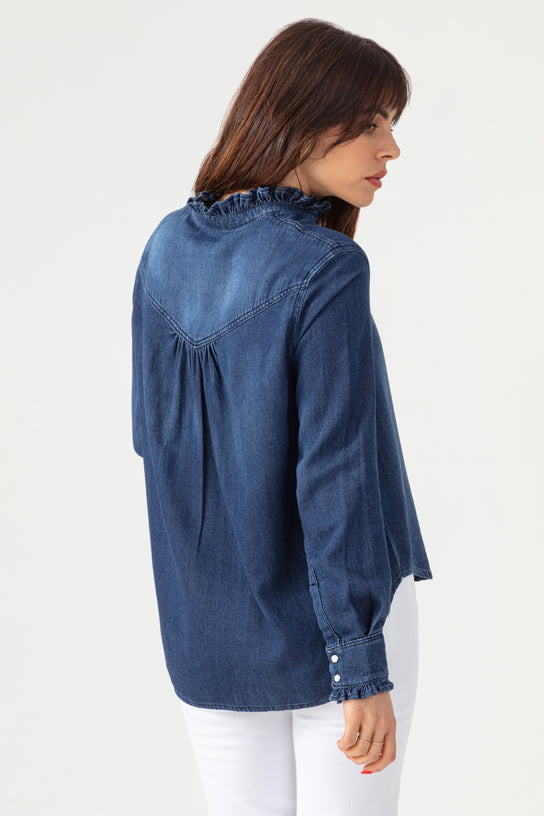 Acquaverde Chemise Gaby En Jean - Hand Brushed