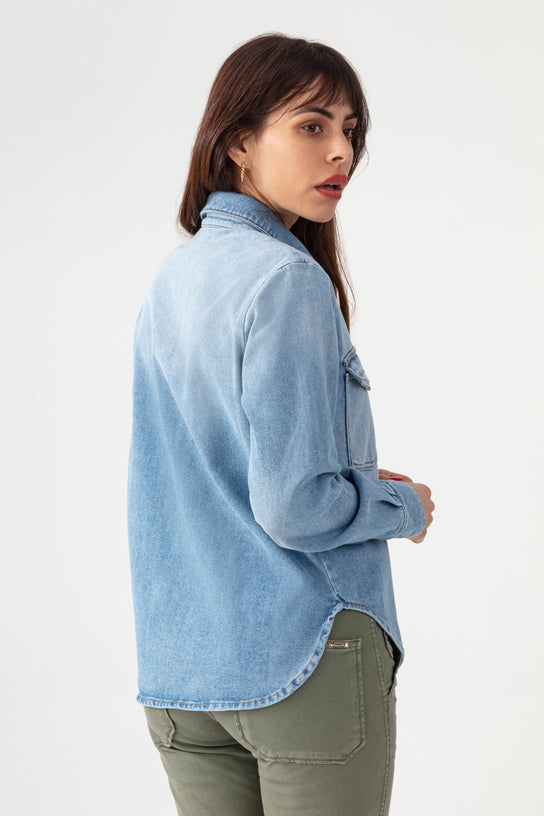 Acquaverde Chemise Topaze En Jean - Used Bleached