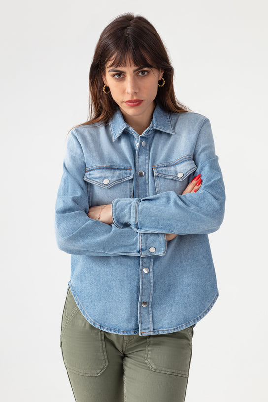 Acquaverde Chemise Topaze En Jean - Used Bleached