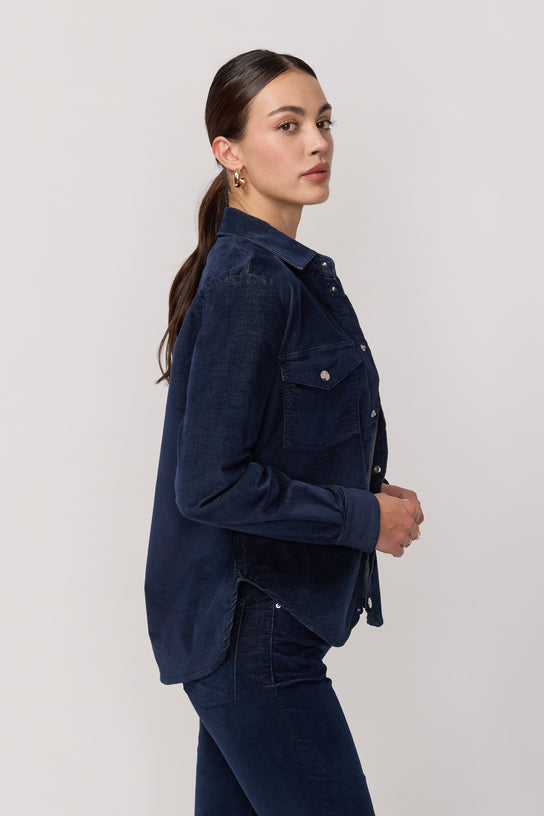 Acquaverde Chemise Topaze En Velours Velvet - Indigo