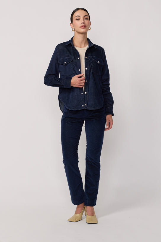 Acquaverde Chemise Topaze En Velours Velvet - Indigo