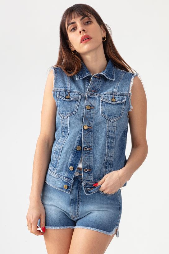 Acquaverde Gilet Loris En Jean - Worn