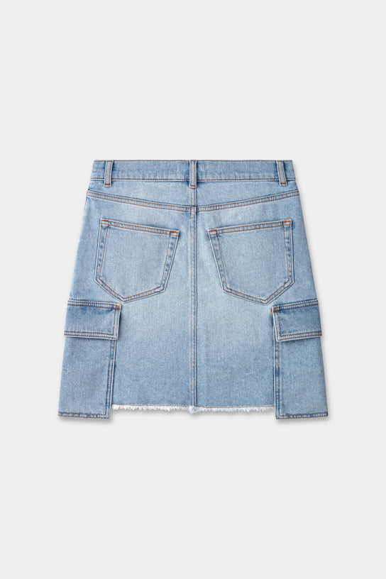 Acquaverde Jupe Game En Jean - Used Bleached