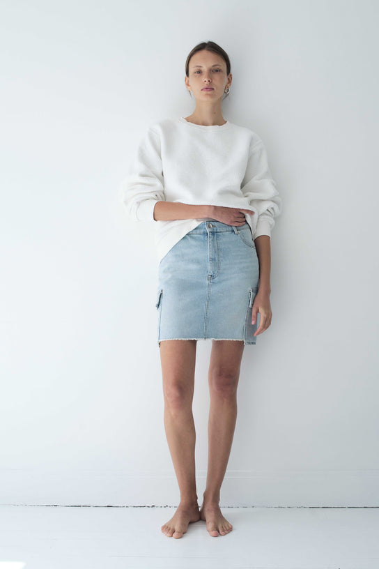 Acquaverde Jupe Game En Jean - Used Bleached