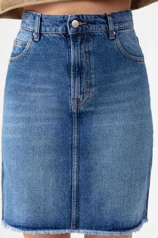 Acquaverde Jupe Yvone En Jean - Vintage Worn