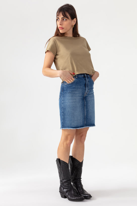 Acquaverde Jupe Yvone En Jean - Vintage Worn