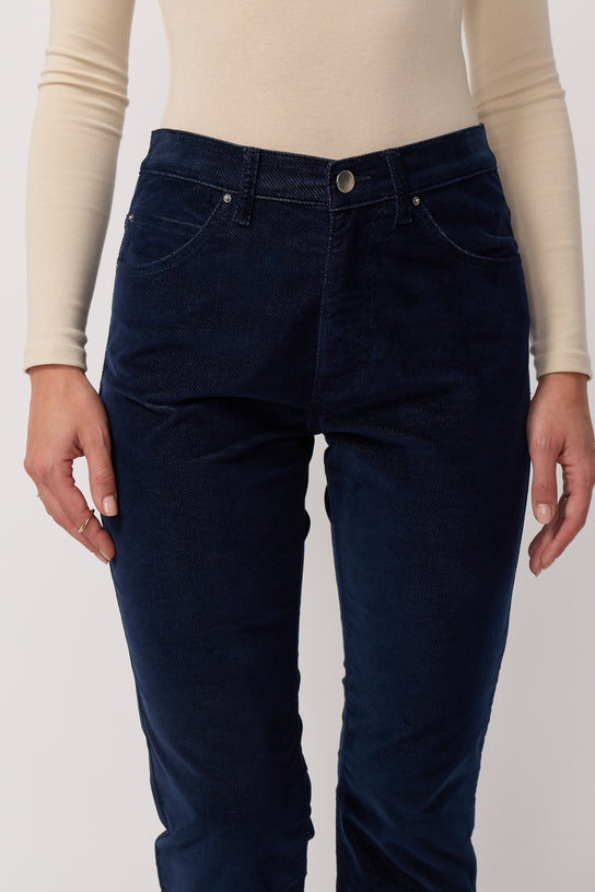 Acquaverde Pantalon Blair En Velours Velvet - Indigo