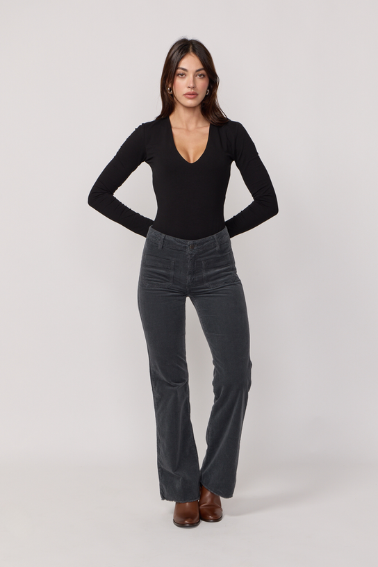 Acquaverde Pantalon Carlotta En Velours - Anthracite