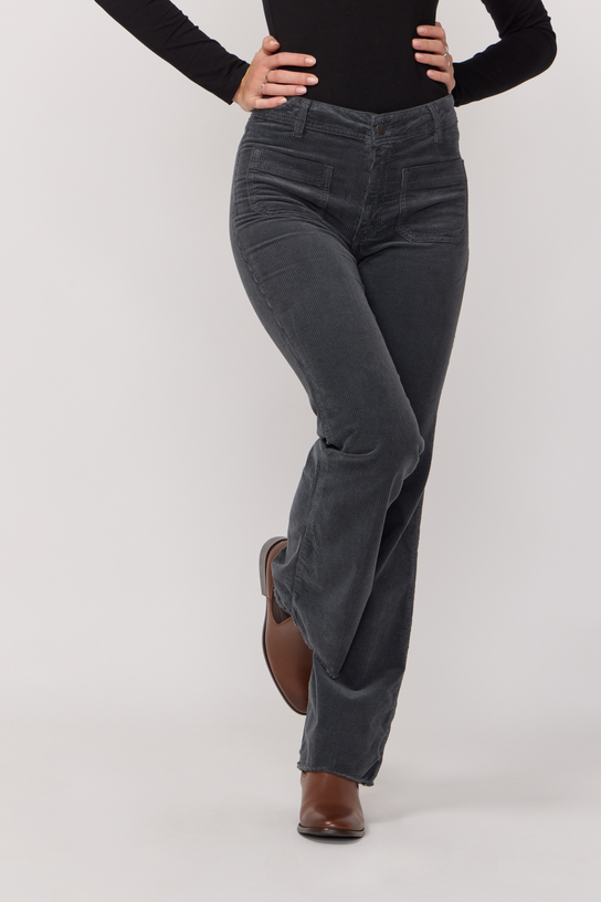 Acquaverde Pantalon Carlotta En Velours - Anthracite