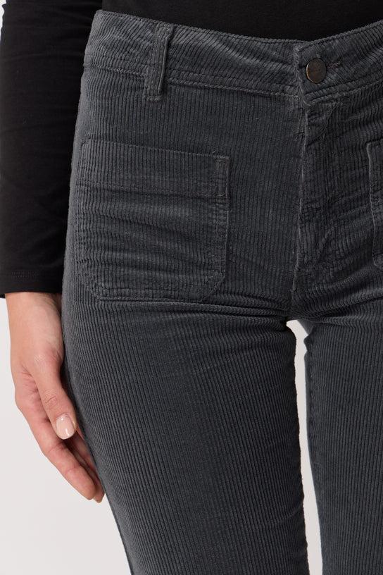 Acquaverde Pantalon Carlotta En Velours - Anthracite