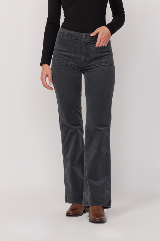 Acquaverde Pantalon Carlotta en Velours - Anthracite