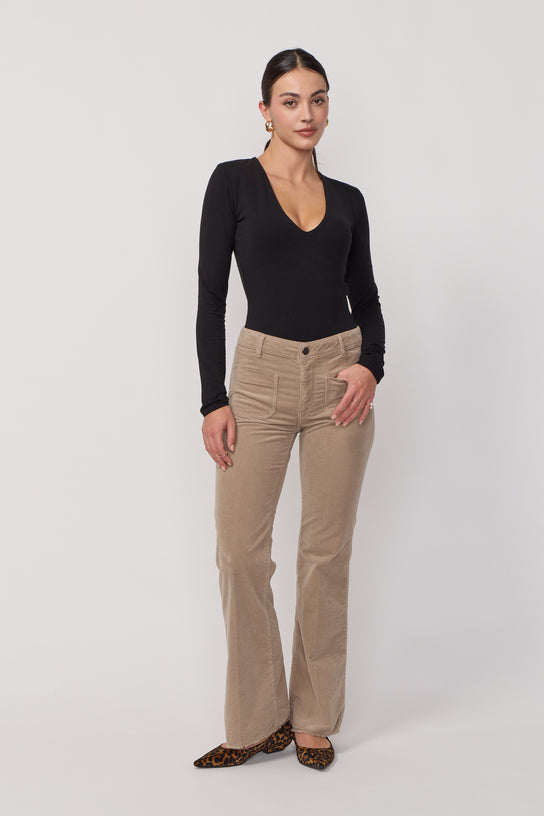 Acquaverde Pantalon Carlotta En Velours - Argile