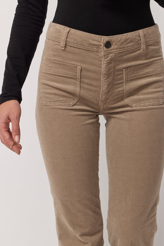 Acquaverde Pantalon Carlotta En Velours - Argile