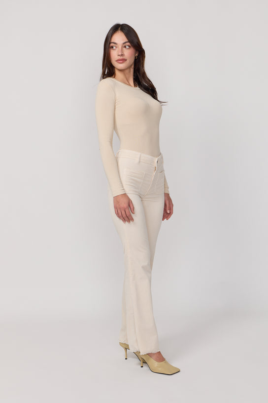 Acquaverde Pantalon Carlotta En Velours - Cream
