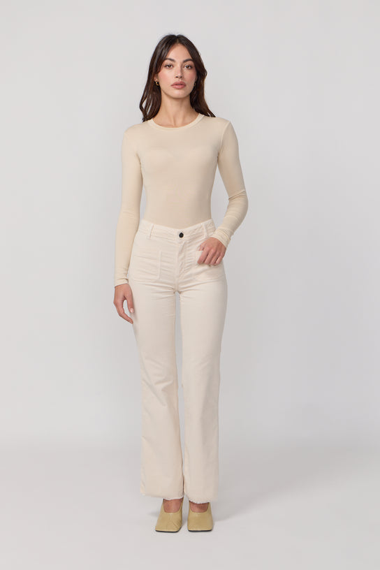 Acquaverde Pantalon Carlotta en Velours - Cream